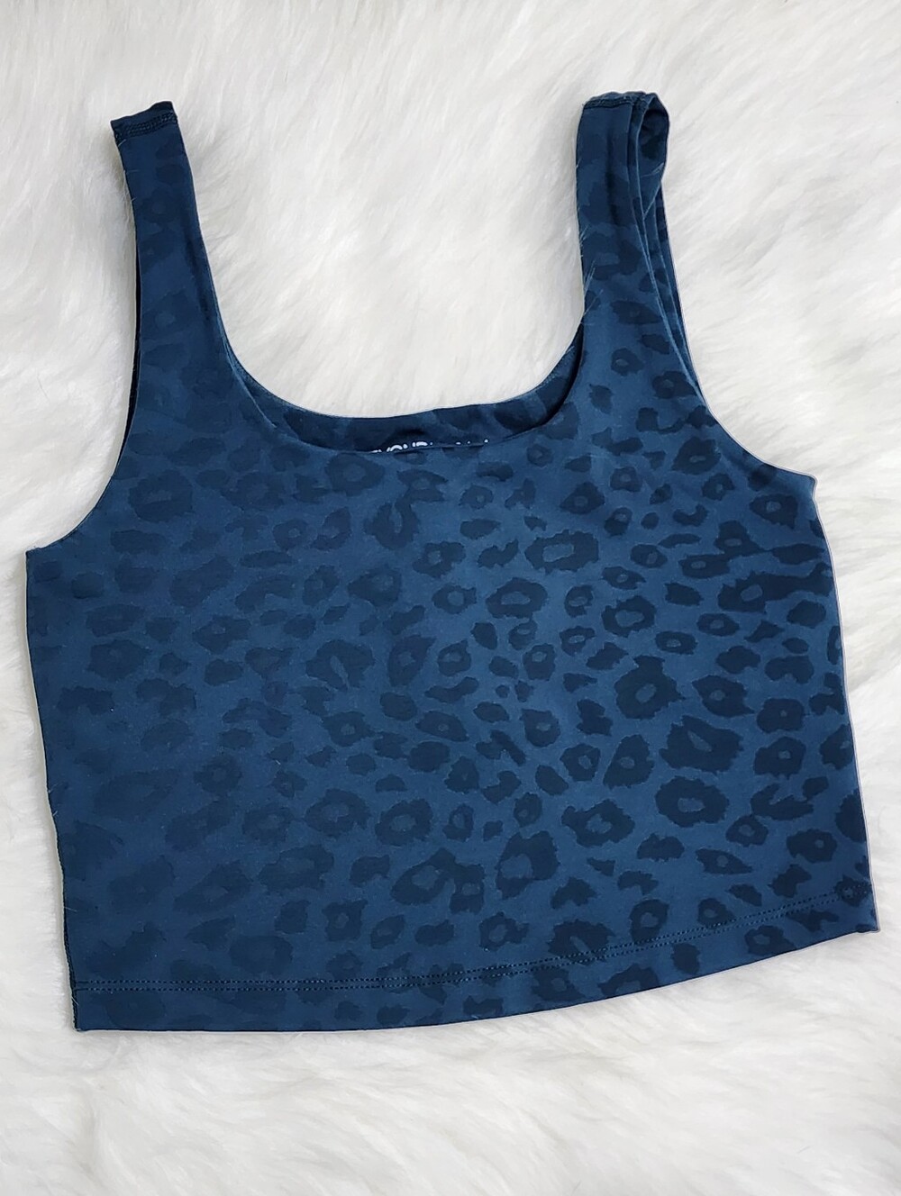 Beyond Yoga Blue Leopard Print Crop Tank / Sports Bra Size S